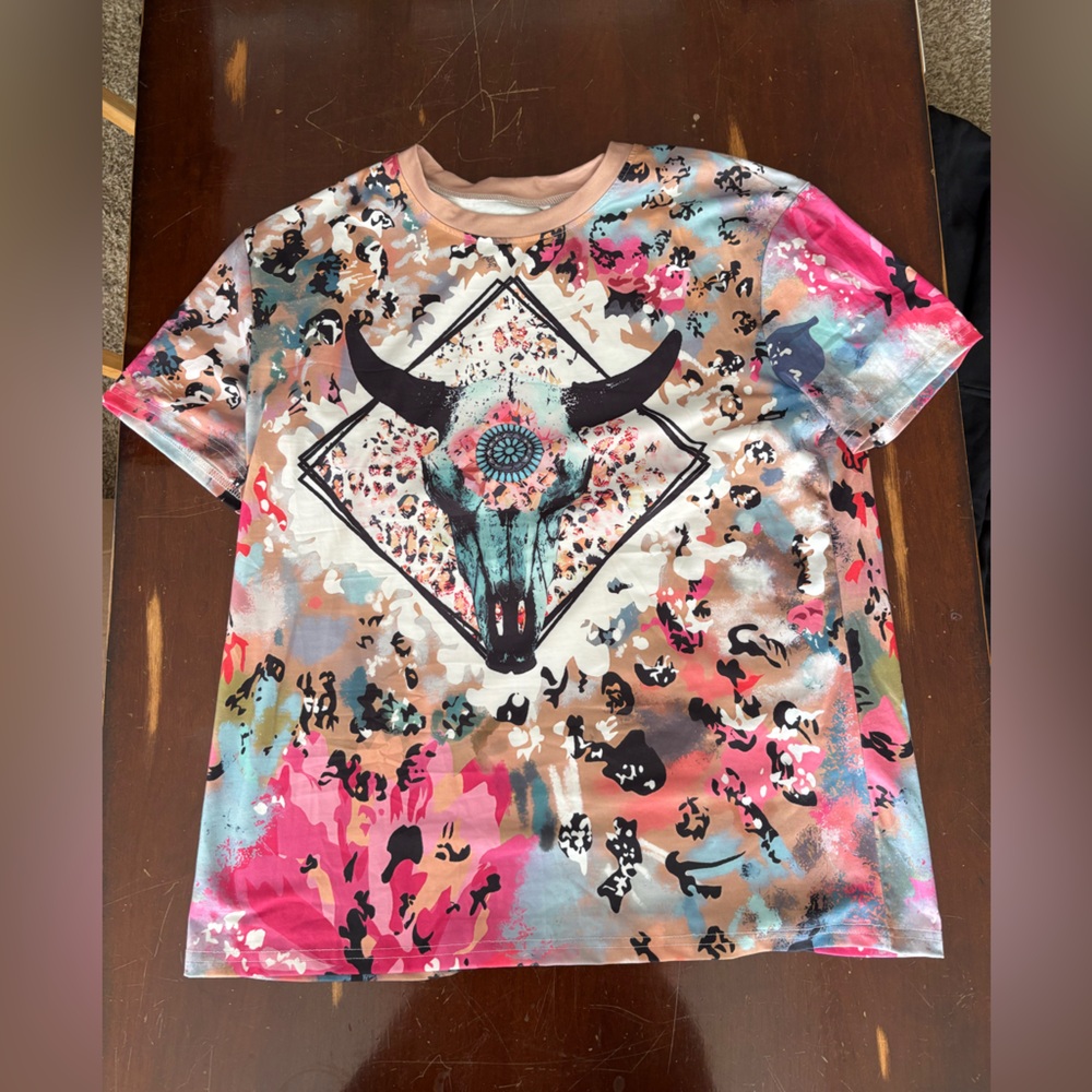 Colorful Bull Print T-Shirt